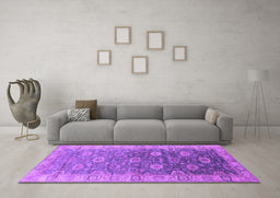 Machine Washable Oriental Purple Traditional Area Rugs in a Living Room, wshurb1424pur