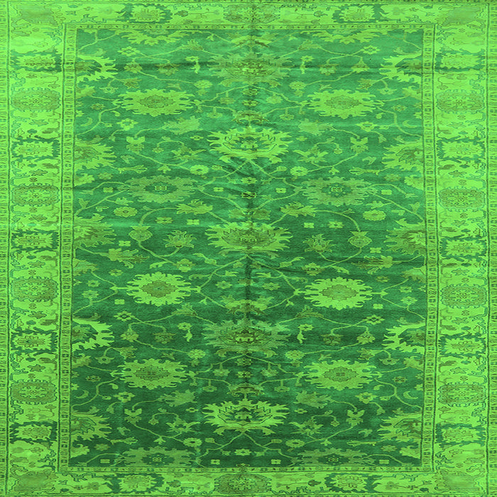 Square Machine Washable Oriental Green Traditional Area Rugs, wshurb1424grn