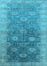 Machine Washable Oriental Light Blue Traditional Rug, wshurb1424lblu