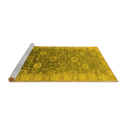 Sideview of Machine Washable Oriental Yellow Traditional Rug, wshurb1424yw