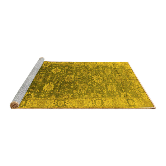 Sideview of Machine Washable Oriental Yellow Traditional Rug, wshurb1424yw
