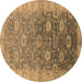 Round Oriental Brown Traditional Rug, urb1424brn