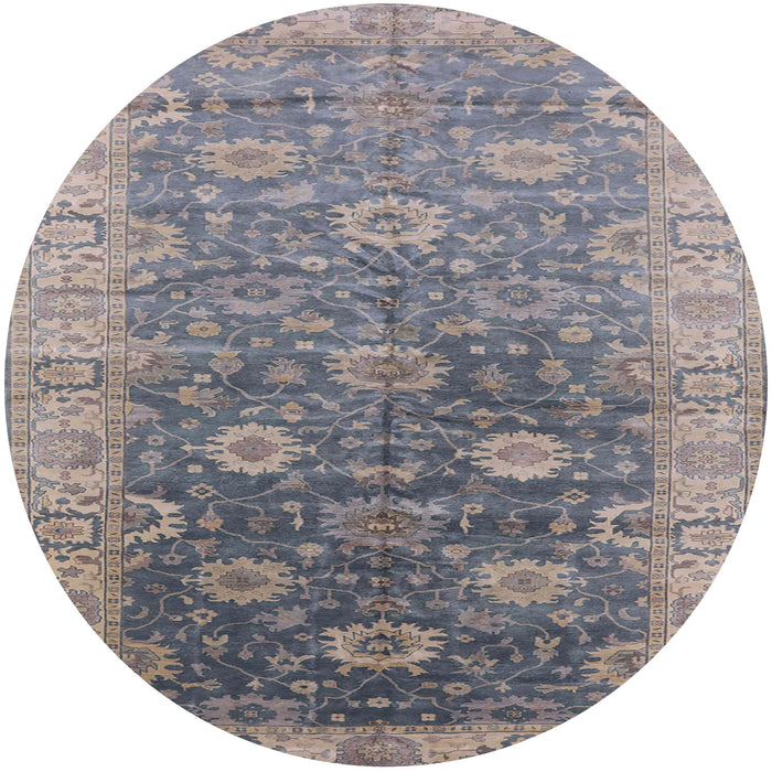 Round Machine Washable Industrial Modern Mist Blue Rug, wshurb1424