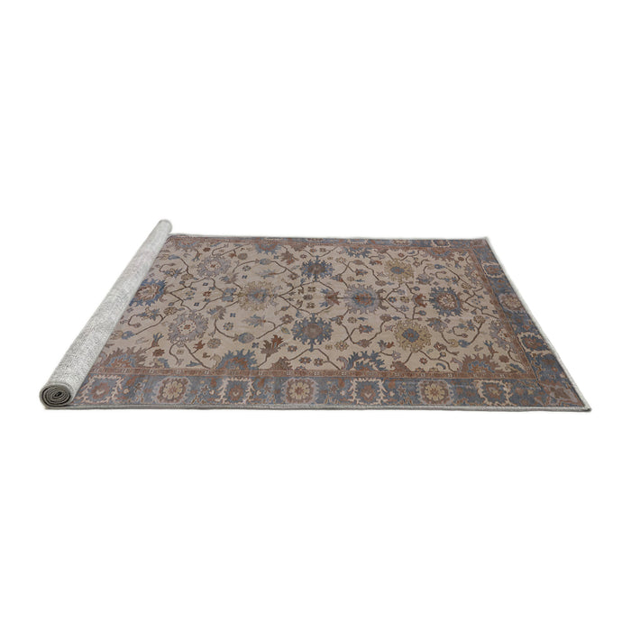 Sideview of Machine Washable Industrial Modern Mauve Taupe Purple Rug, wshurb1425