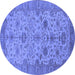 Round Machine Washable Oriental Blue Traditional Rug, wshurb1425blu