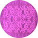 Round Oriental Pink Traditional Rug, urb1425pnk