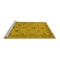 Sideview of Machine Washable Oriental Yellow Traditional Rug, wshurb1425yw