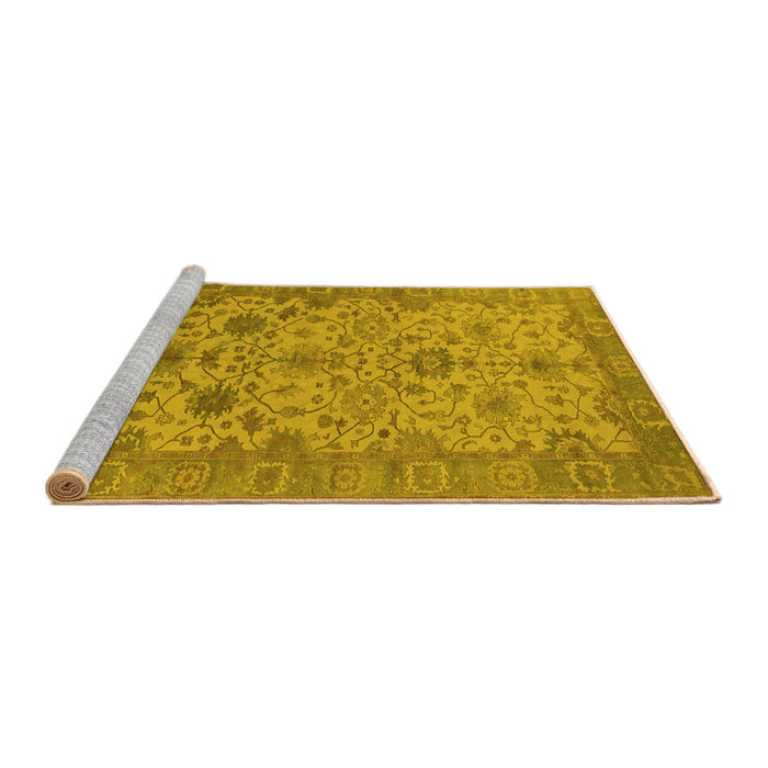 Sideview of Machine Washable Oriental Yellow Traditional Rug, wshurb1425yw