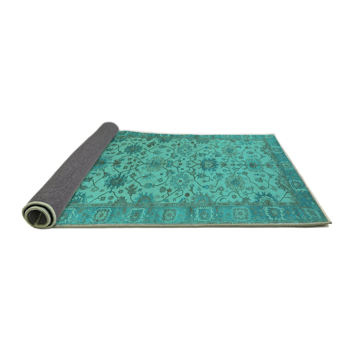 Sideview of Oriental Turquoise Traditional Rug, urb1425turq