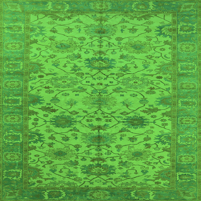 Square Machine Washable Oriental Green Traditional Area Rugs, wshurb1425grn
