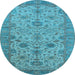 Round Oriental Light Blue Traditional Rug, urb1425lblu