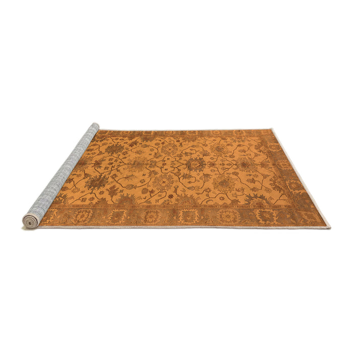 Sideview of Machine Washable Oriental Orange Traditional Area Rugs, wshurb1425org