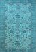 Machine Washable Oriental Light Blue Traditional Rug, wshurb1425lblu