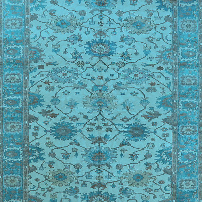 Machine Washable Oriental Light Blue Traditional Rug, wshurb1425lblu
