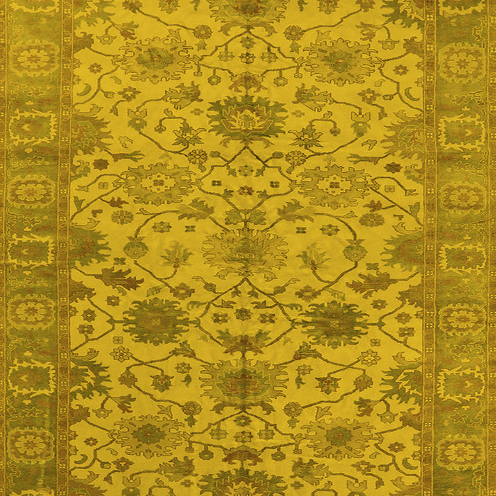 Machine Washable Oriental Yellow Traditional Rug, wshurb1425yw