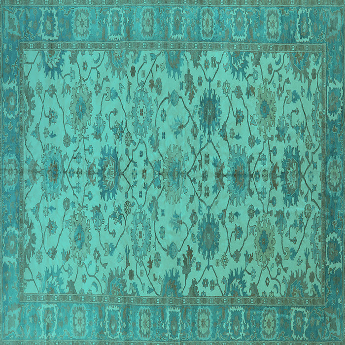 Square Oriental Turquoise Traditional Rug, urb1425turq