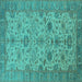 Square Oriental Turquoise Traditional Rug, urb1425turq