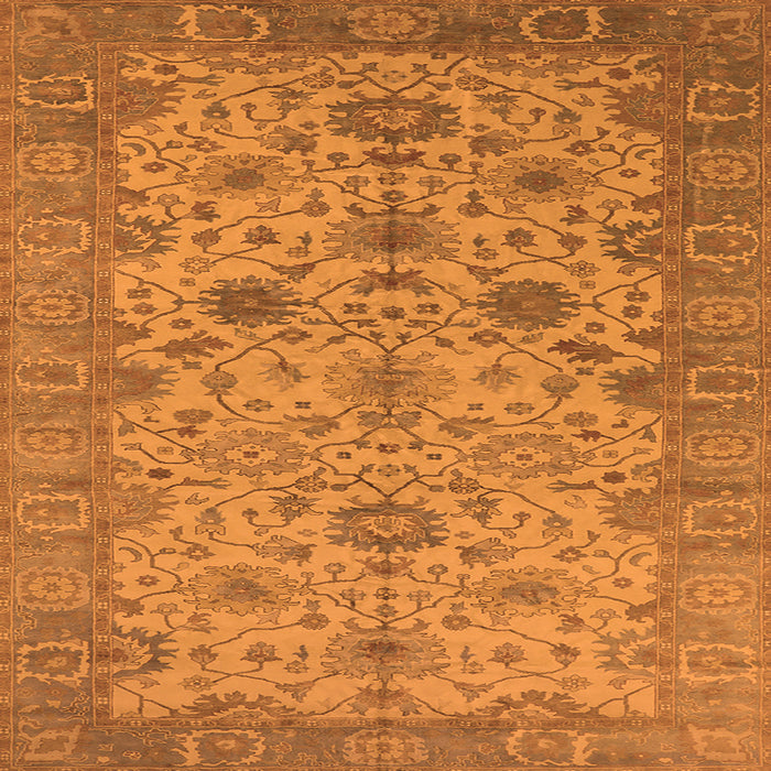 Square Machine Washable Oriental Orange Traditional Area Rugs, wshurb1425org