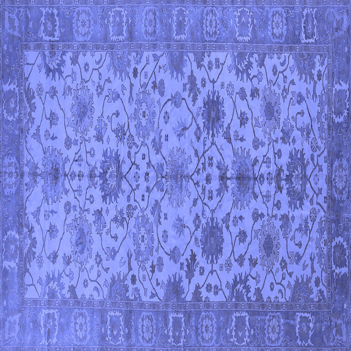 Square Machine Washable Oriental Blue Traditional Rug, wshurb1425blu