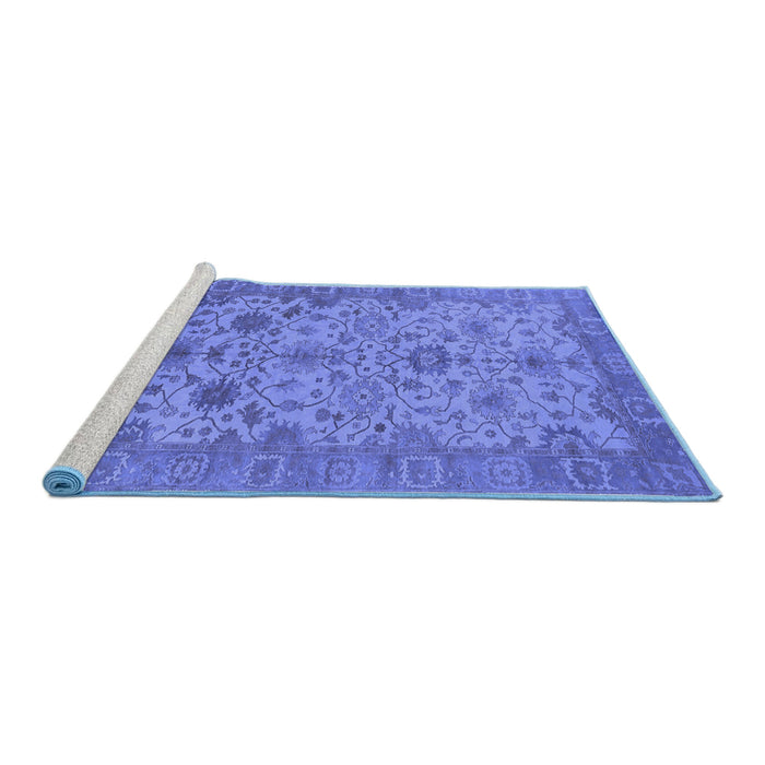 Sideview of Machine Washable Oriental Blue Traditional Rug, wshurb1425blu