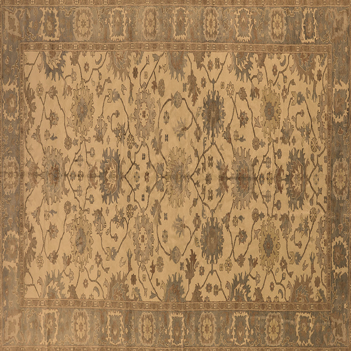 Square Machine Washable Oriental Brown Traditional Rug, wshurb1425brn