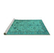 Sideview of Machine Washable Oriental Turquoise Traditional Area Rugs, wshurb1425turq