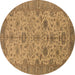 Round Oriental Brown Traditional Rug, urb1425brn