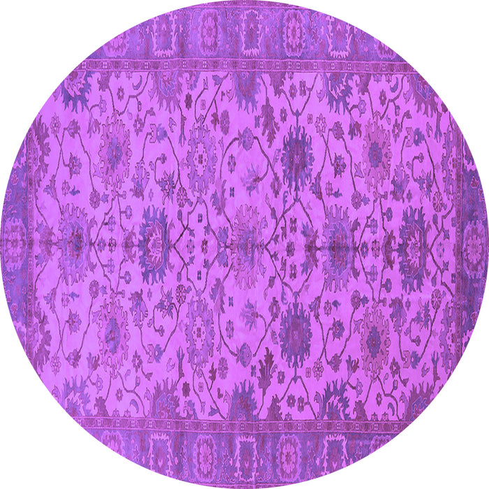Round Oriental Purple Traditional Rug, urb1425pur