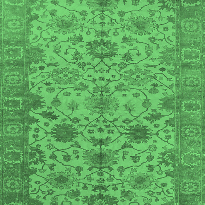 Machine Washable Oriental Emerald Green Traditional Area Rugs, wshurb1425emgrn