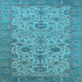 Square Machine Washable Oriental Light Blue Traditional Rug, wshurb1425lblu