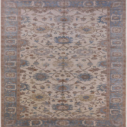 Square Mid-Century Modern Mauve Taupe Purple Oriental Rug, urb1425