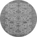 Round Machine Washable Oriental Gray Traditional Rug, wshurb1425gry