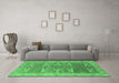 Machine Washable Oriental Emerald Green Traditional Area Rugs in a Living Room,, wshurb1426emgrn