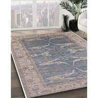 Mid-Century Modern Silver Pink Oriental Rug, urb1426