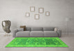 Machine Washable Oriental Green Traditional Area Rugs in a Living Room,, wshurb1426grn