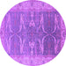 Round Oriental Purple Traditional Rug, urb1426pur