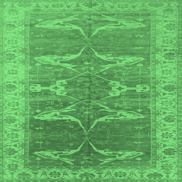 Square Oriental Emerald Green Traditional Rug, urb1426emgrn