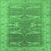 Square Oriental Emerald Green Traditional Rug, urb1426emgrn