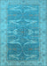 Machine Washable Oriental Light Blue Traditional Rug, wshurb1426lblu