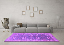 Machine Washable Oriental Purple Traditional Area Rugs in a Living Room, wshurb1426pur