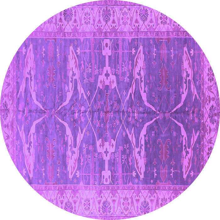 Round Machine Washable Oriental Purple Traditional Area Rugs, wshurb1426pur