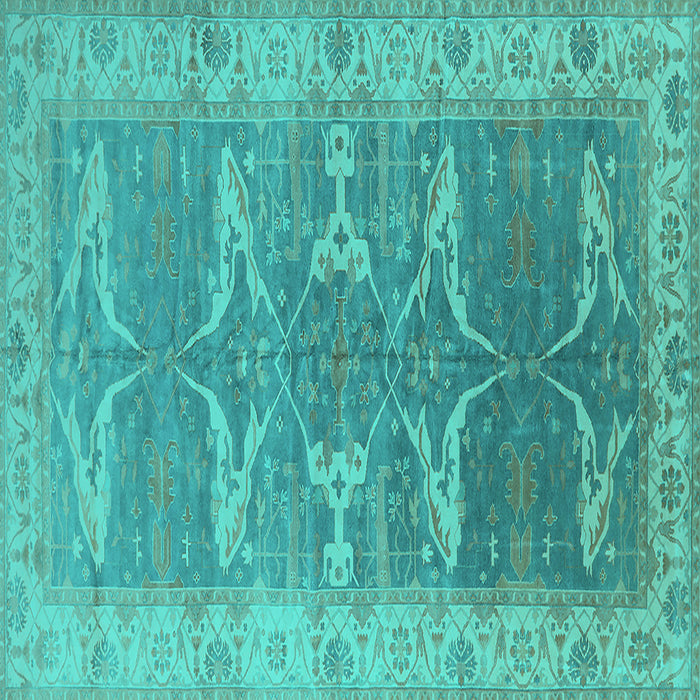 Square Oriental Turquoise Traditional Rug, urb1426turq