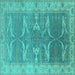 Square Oriental Turquoise Traditional Rug, urb1426turq