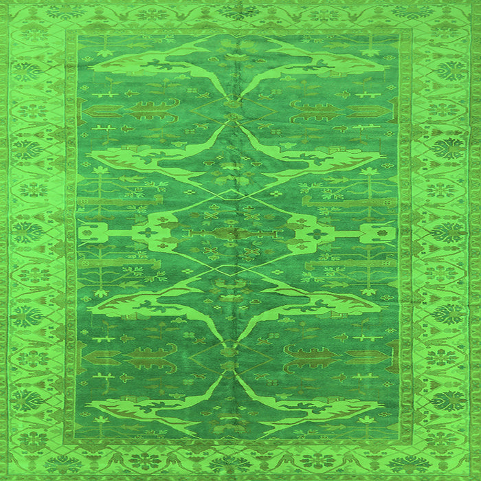 Square Machine Washable Oriental Green Traditional Area Rugs, wshurb1426grn