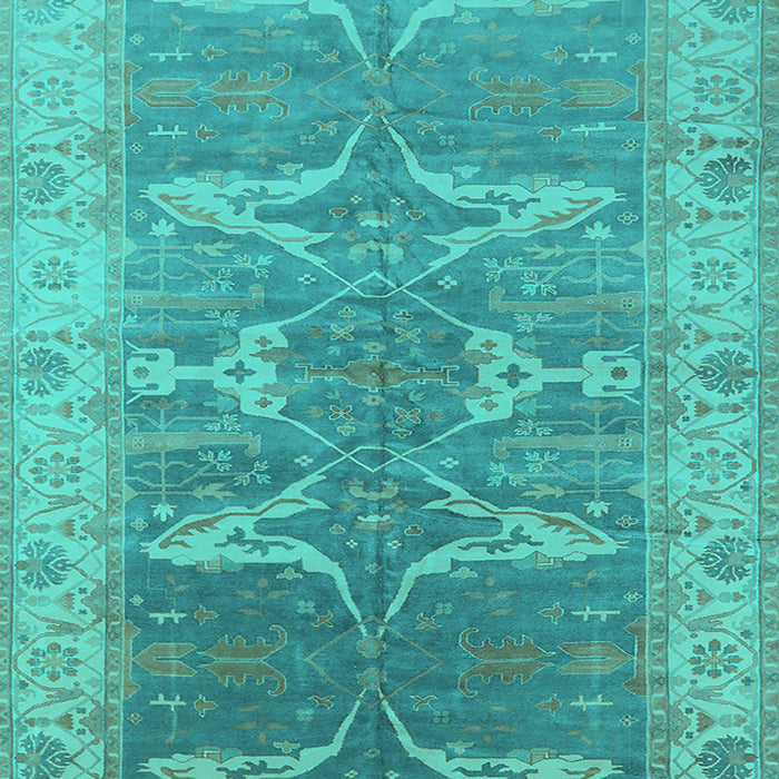 Machine Washable Oriental Turquoise Traditional Area Rugs, wshurb1426turq