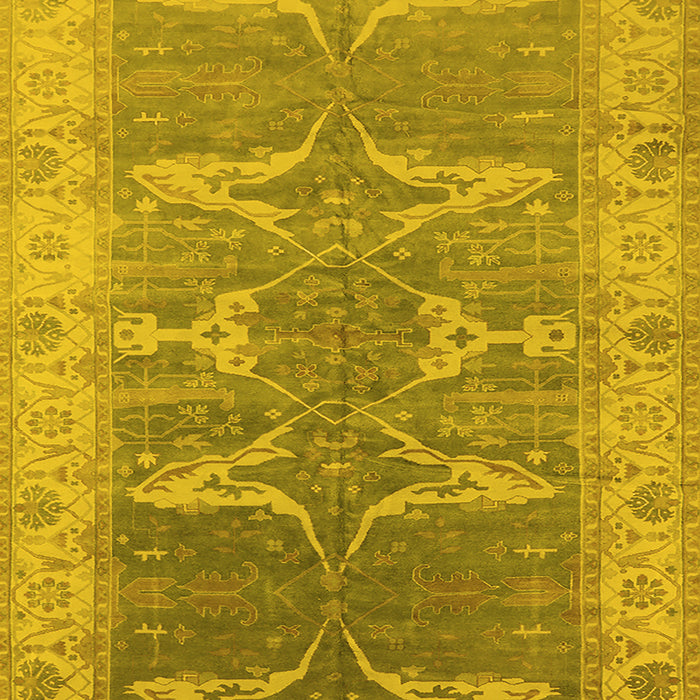 Machine Washable Oriental Yellow Traditional Rug, wshurb1426yw
