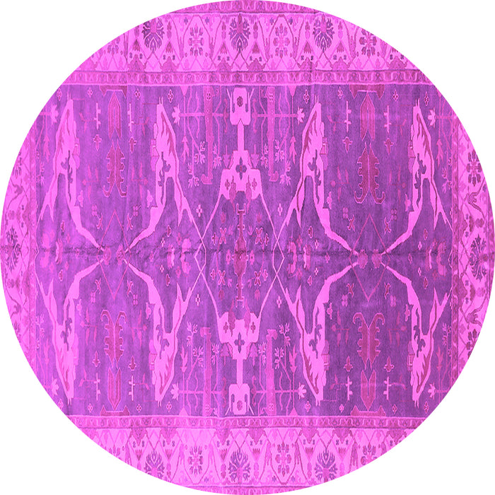 Round Oriental Pink Traditional Rug, urb1426pnk