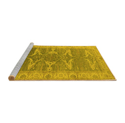 Sideview of Machine Washable Oriental Yellow Traditional Rug, wshurb1426yw