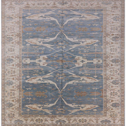 Square Mid-Century Modern Silver Pink Oriental Rug, urb1426