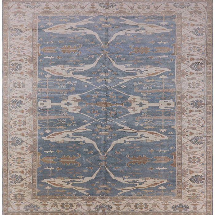 Square Mid-Century Modern Silver Pink Oriental Rug, urb1426